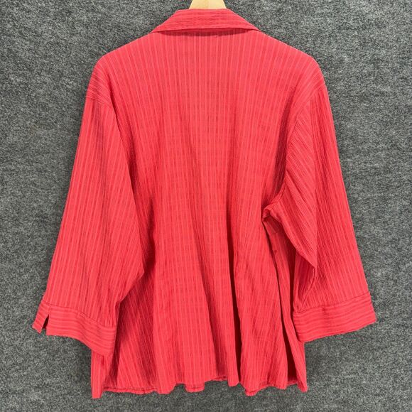 Quizz Shirt Women 20 Plus Pink Striped Button Up Collared Long Sleeve Cotton - Picture 2 of 6